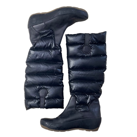 MONCLER Nimble Puffer Down Wedge Knee High Black Boots Snow Women’s Size 40/US 9 - Picture 2 of 16